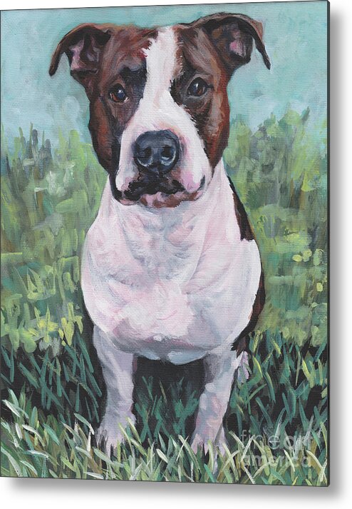 Amstaff Metal Print featuring the painting American Staffordshire Terrier by Lee Ann Shepard