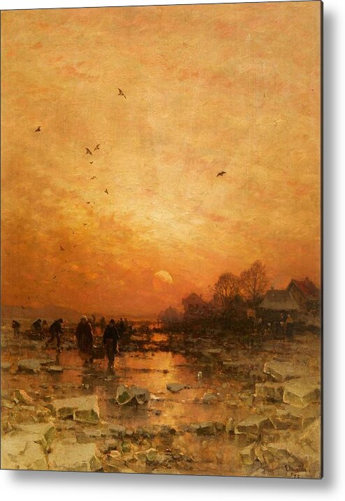 Ludwig Munthe Metal Print featuring the painting An Evening Winter Landscape by MotionAge Designs