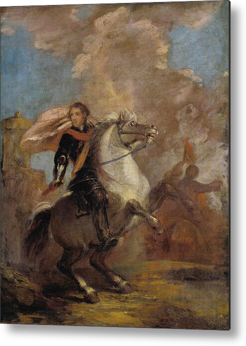 18th Century Art Metal Print featuring the painting An Officer on Horseback by Joshua Reynolds