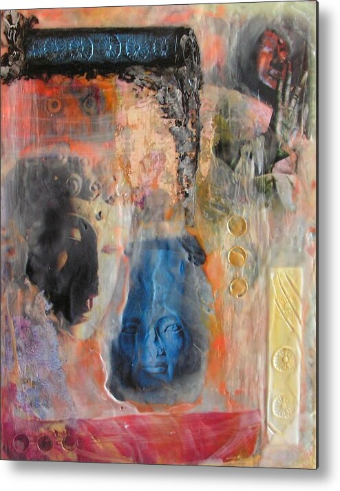 Collage Metal Print featuring the mixed media Ancient Wisdom by John Vandebrooke