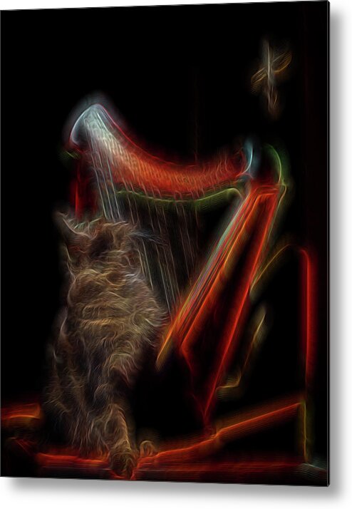 Abstract Metal Print featuring the digital art Angel Cat by William Horden