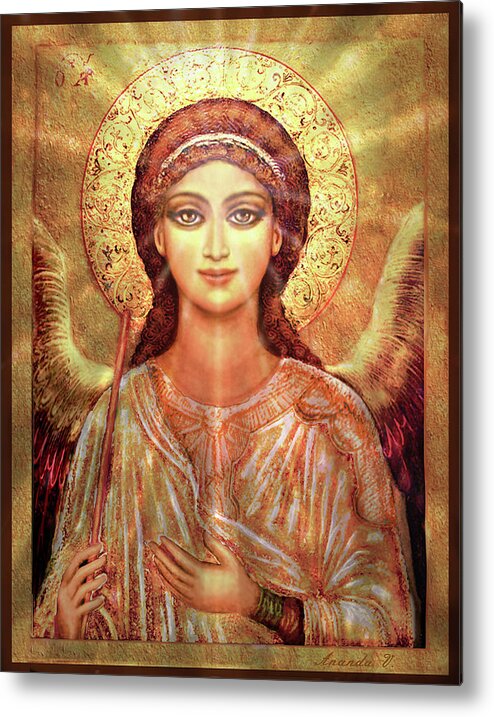 Christian Icons Print Metal Print featuring the mixed media Angel vision by Ananda Vdovic