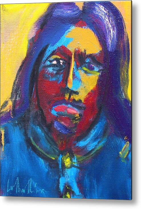 Native Americans Metal Print featuring the painting Arapaho Scout Sharp Nose by Les Leffingwell