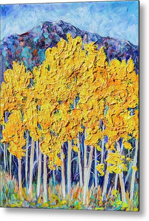Aspens Metal Print featuring the painting Aspens #4 by Sally Quillin