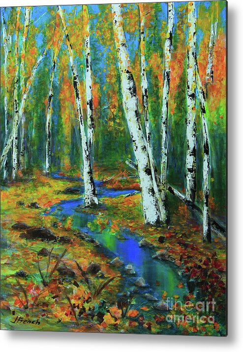 Landscape Metal Print featuring the painting Aspens by Jeanette French