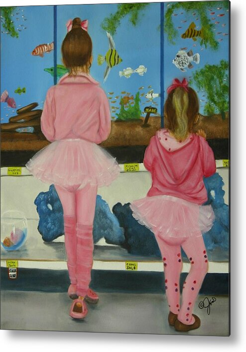 Oil Painting Metal Print featuring the painting At the Pet Store by Joni McPherson
