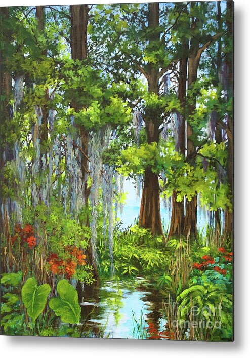 New Orleans Swamp Metal Print featuring the painting Atchafalaya Swamp by Dianne Parks