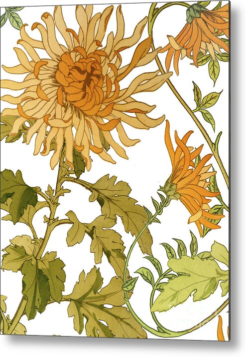 Chrysanthemum Metal Print featuring the painting Autumn Chrysanthemums I by Mindy Sommers