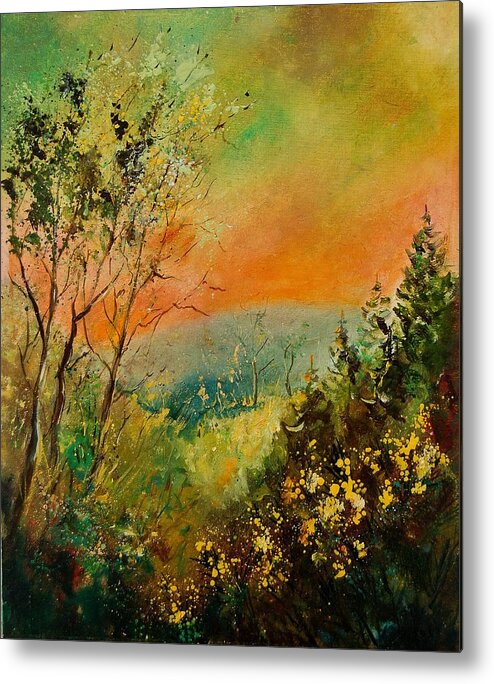 Tree Metal Print featuring the painting Autumn landscape 5698 by Pol Ledent