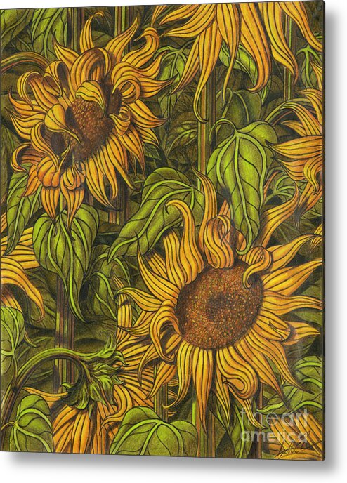 Impressionism Metal Print featuring the drawing Autumn Suns by Scott Brennan