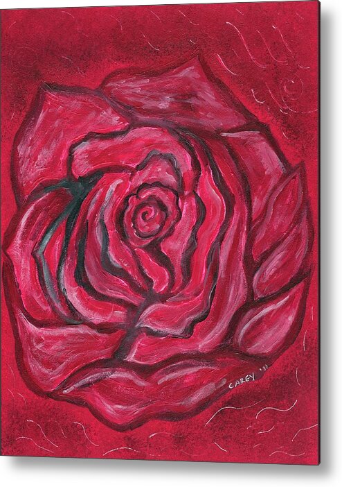 Red Rose Metal Print featuring the painting Awakening by Carey Waters