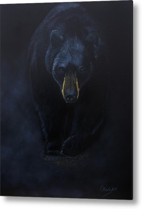Bear Metal Print featuring the painting Bad encounter by Jean Yves Crispo
