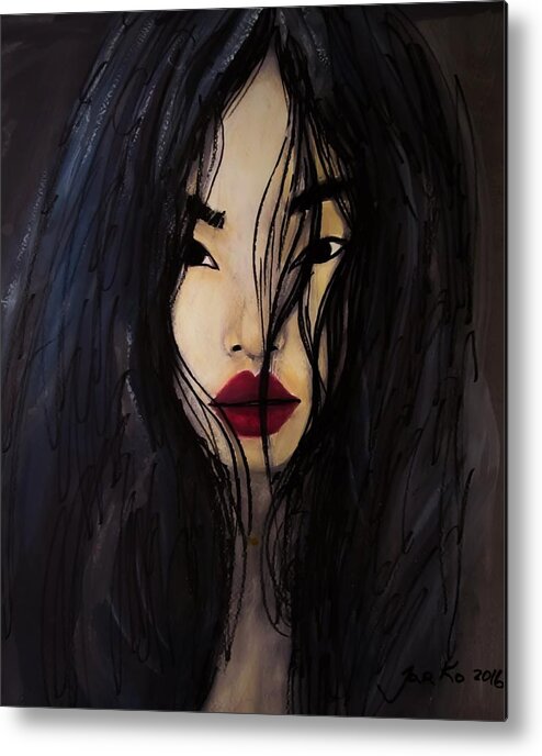 Portrait Art Metal Print featuring the painting Bae Yoon Young at backstage by Jarko Aka Lui Grande