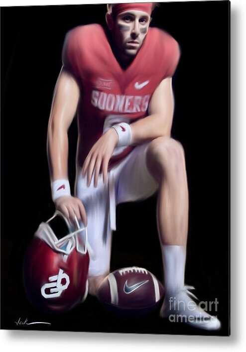 Baker Mayfield Metal Print featuring the painting Baker Mayfield portrait by Jack Bunds