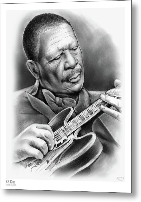 Bb King Metal Print featuring the drawing BB King by Greg Joens