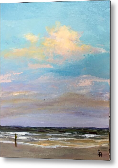 Seascape Metal Print featuring the painting Beachcomber -5PM-1 by Gretchen Ten Eyck Hunt