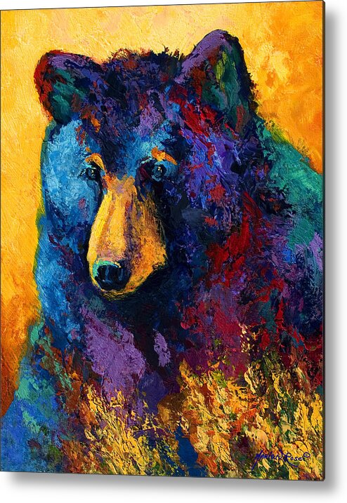 Bear Metal Print featuring the painting Bear Pause - Black Bear by Marion Rose