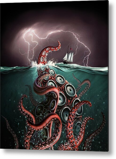 Squid Metal Print featuring the digital art Beast 2 by Jerry LoFaro