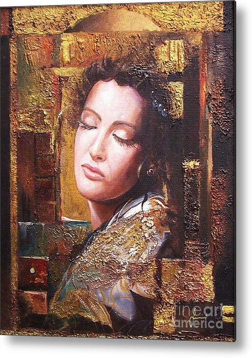 Female Portrait Metal Print featuring the painting Because You Are Beautiful by Sinisa Saratlic
