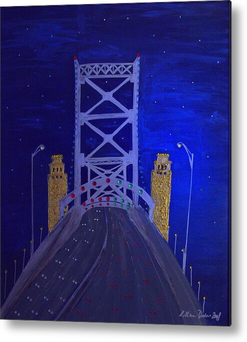  Metal Print featuring the painting Ben Franklin Bridge by Lilliana Didovic