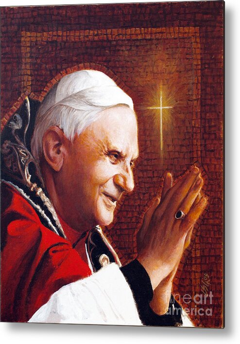 Benedict Xvi Metal Print featuring the painting Benedict XVI - LGBEN by Louis Glanzman