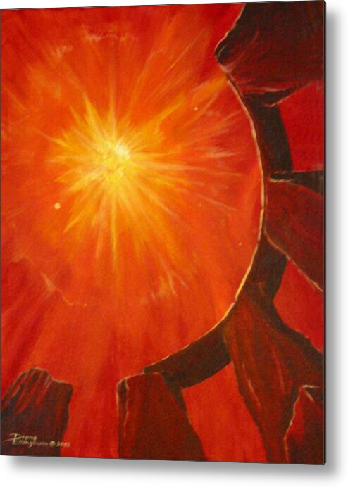 Red Metal Print featuring the painting Beyond Time by Diane Ellingham