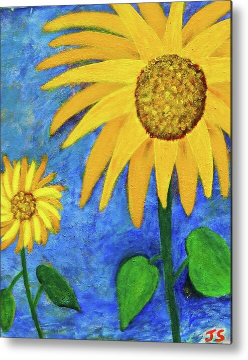 Yellow Metal Print featuring the painting Big yellow by John Scates