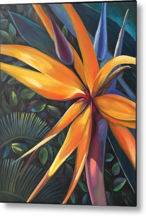 Tropical Metal Print featuring the painting Bird of Paradise by Gretchen Ten Eyck Hunt