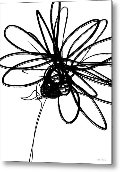 Flowers Metal Print featuring the drawing Black and White Sketch Flower 4- Art by Linda Woods by Linda Woods