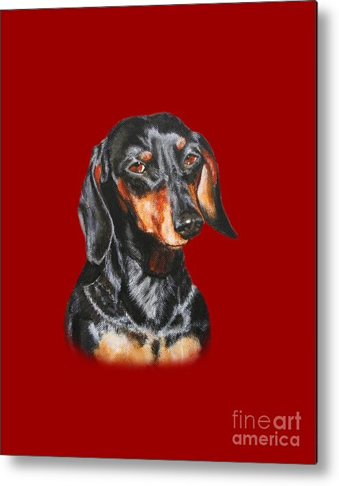 Black Metal Print featuring the painting Black Dachshund Accessories by Jimmie Bartlett