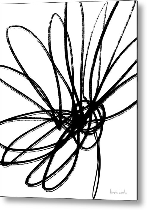 Flowers Metal Print featuring the drawing Black Ink Flower 2- Art by Linda Woods by Linda Woods