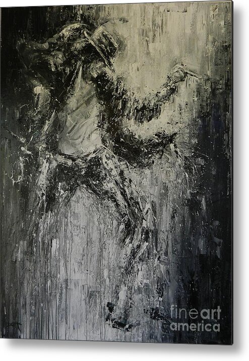 Black Or White Metal Print featuring the painting Black or White by Dan Campbell