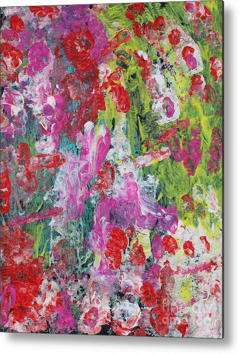 Colors Of Bliss Contentment Delight Elation Enjoyment Euphoria Exhilaration Jubilation Laughter Optimism  Peace Of Mind Pleasure Prosperity Well-being Beatitude Blessedness Cheer Cheerfulness Content Metal Print featuring the painting Bliss by Sarahleah Hankes