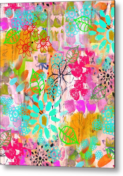 Floral Metal Print featuring the painting Blooms by Robin Mead