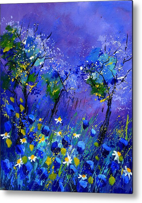 Flowers Metal Print featuring the painting Blue flowers 567160 by Pol Ledent