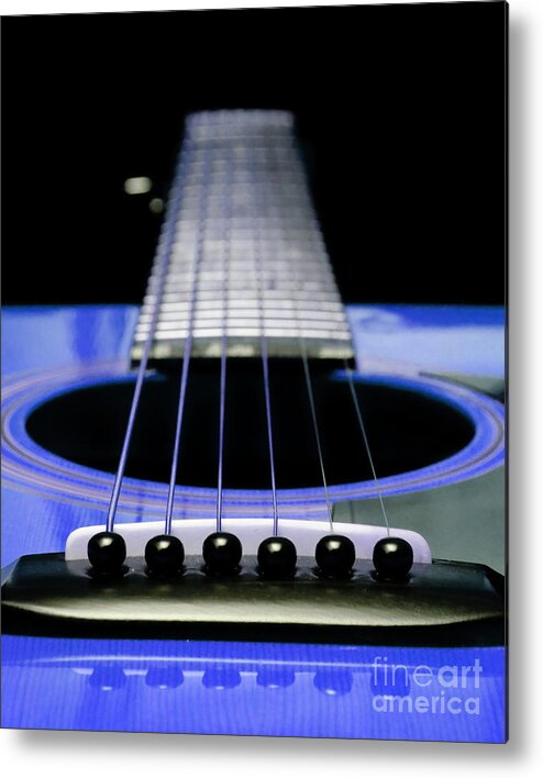 Andee Design Guitar Metal Print featuring the photograph Blue Guitar 14 by Andee Design