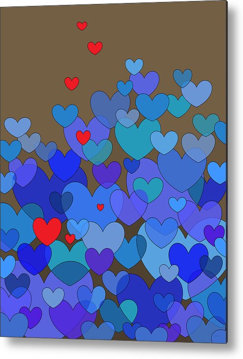 Blue Hearts Metal Print featuring the digital art Blue Hearts by Val Arie