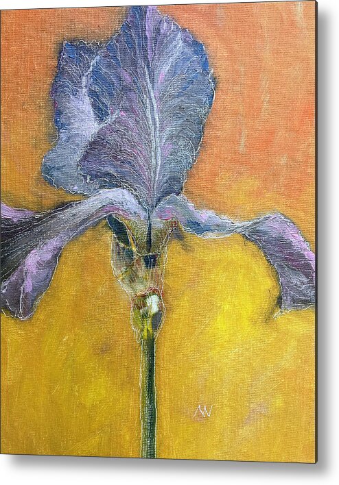 Iris Metal Print featuring the painting Blue Iris by AnneMarie Welsh