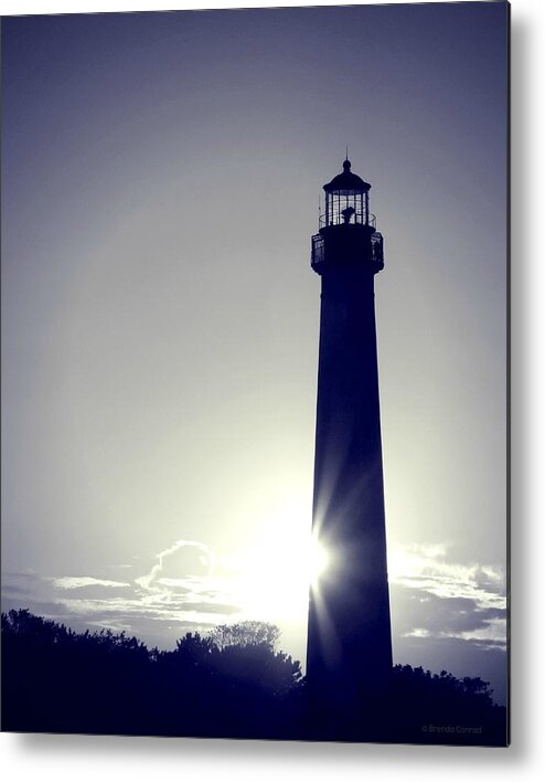 Blue Lighthouse Silhouette Metal Print featuring the photograph Blue Lighthouse Silhouette by Dark Whimsy