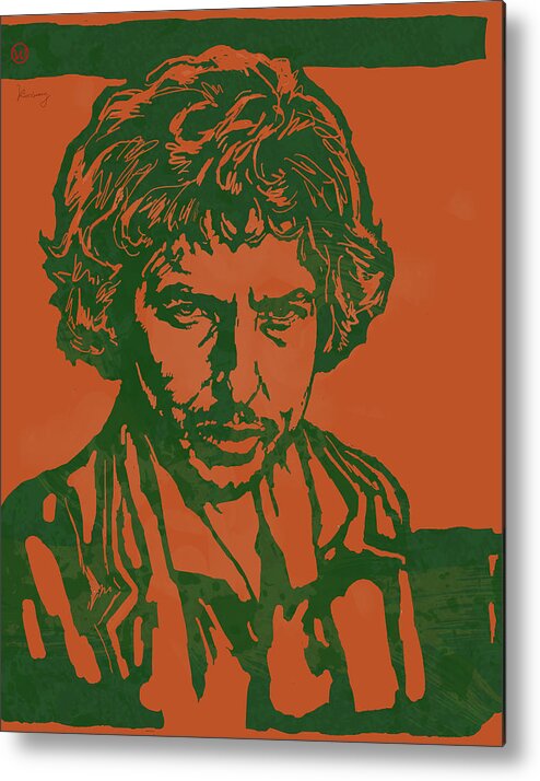 Bob Dylan Born Robert Allen Zimmerman Metal Print featuring the drawing Bob Dylan Pop Stylised Art Sketch Poster by Kim Wang