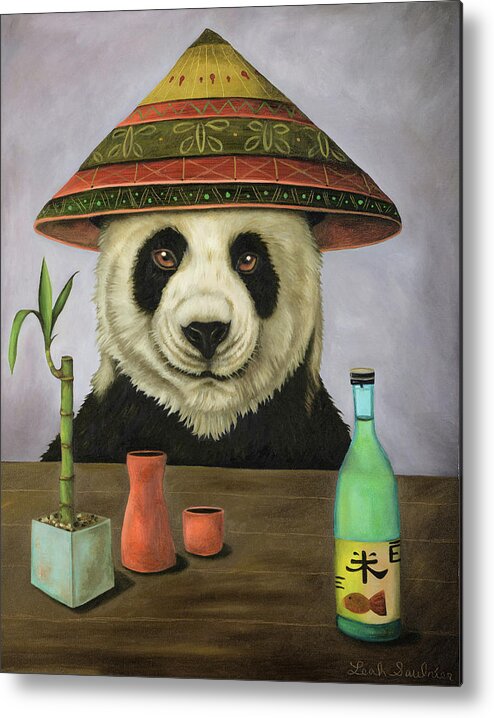 Panda Metal Print featuring the painting Boozer 4 by Leah Saulnier The Painting Maniac