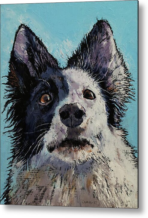 Dog Metal Print featuring the painting Border Collie Portrait by Michael Creese