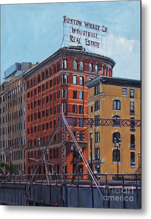 Cityscape Metal Print featuring the painting Boston Wharf Co on Summer Street by Deb Putnam