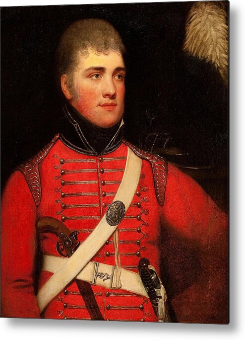 British Metal Print featuring the painting British Officer In Red Uniform by Celestial Images