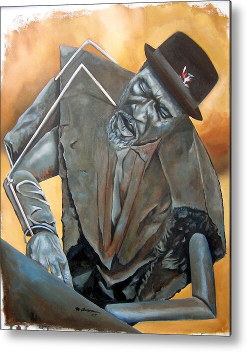 Thelonious Monk Jazz Piano Metal Print featuring the painting Bronze Monk by Martel Chapman