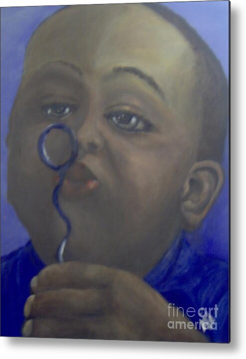 African-american Metal Print featuring the painting Bubbles 2 by Saundra Johnson