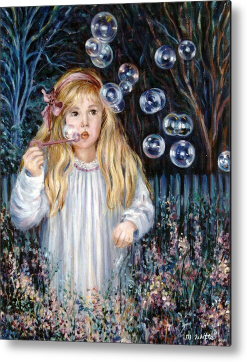 Children Metal Print featuring the painting Bubbles by Marie Witte