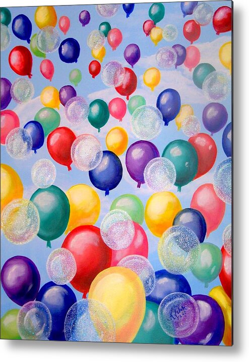 Balloons Metal Print featuring the painting Bubbling Balloons by Kathern Ware