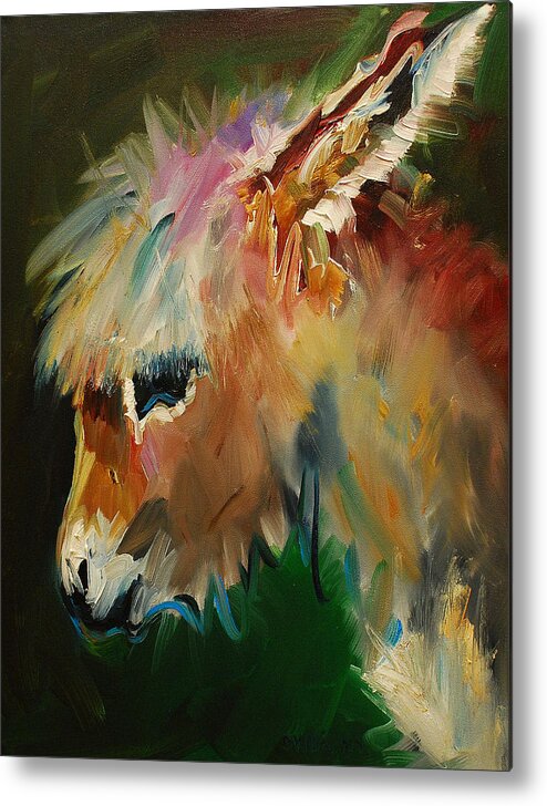 Burro Metal Print featuring the painting Burro Donkey by Diane Whitehead