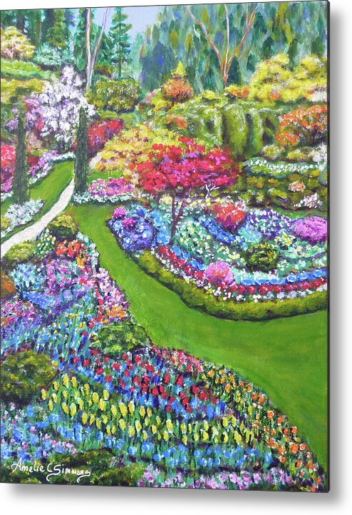 Butchart Gardens Metal Print featuring the painting Butchart Gardens by Amelie Simmons